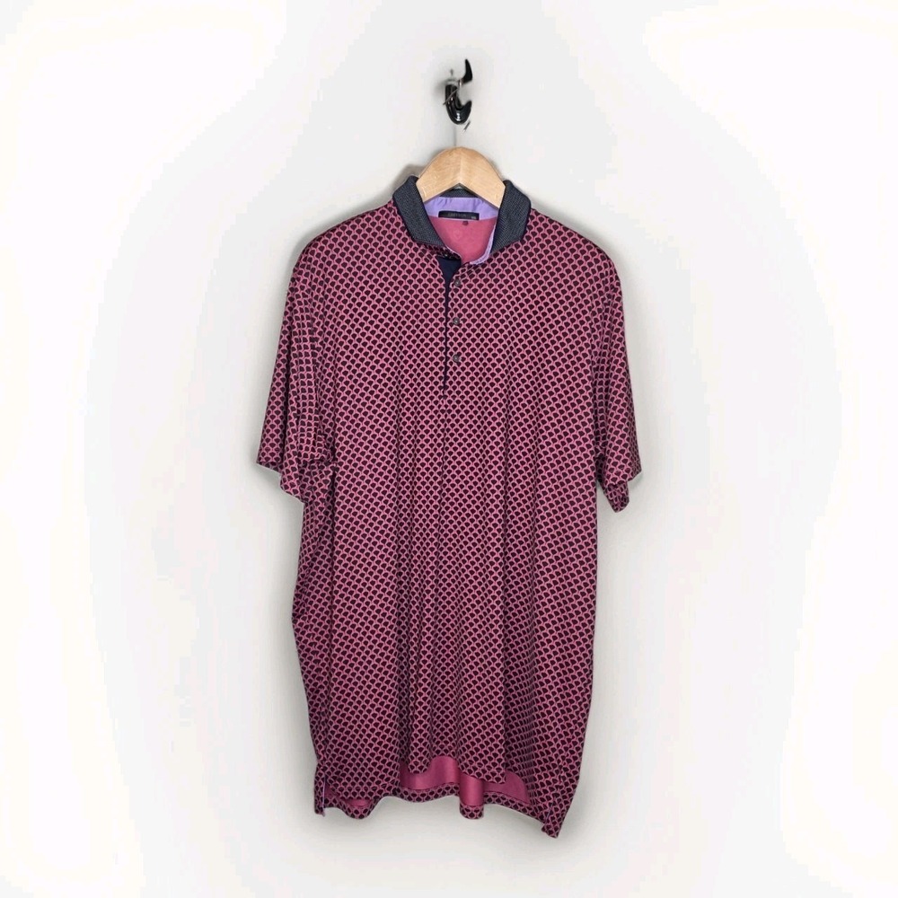 Greyson Polo Shirt Stingray Print Golf Contrast Collar Sasanqua‎ Performance XXL